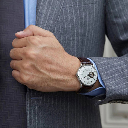 Orient Classic RA-AG0002S Bambino Open Heart Automatic White Dial Brown Leather Strap