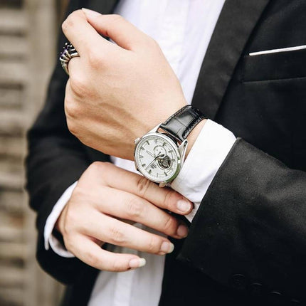 Orient Contemporary RA-AR0004S Open Heart Automatic Man White Dial Black Leather Strap
