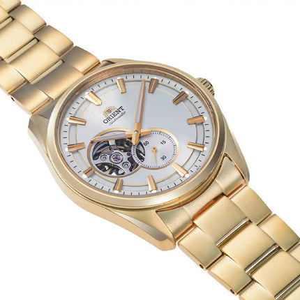 Orient Contemporary RA-AR0007S Semi Skeleton Series Silver Dial Gold Stainless Steel Strap
