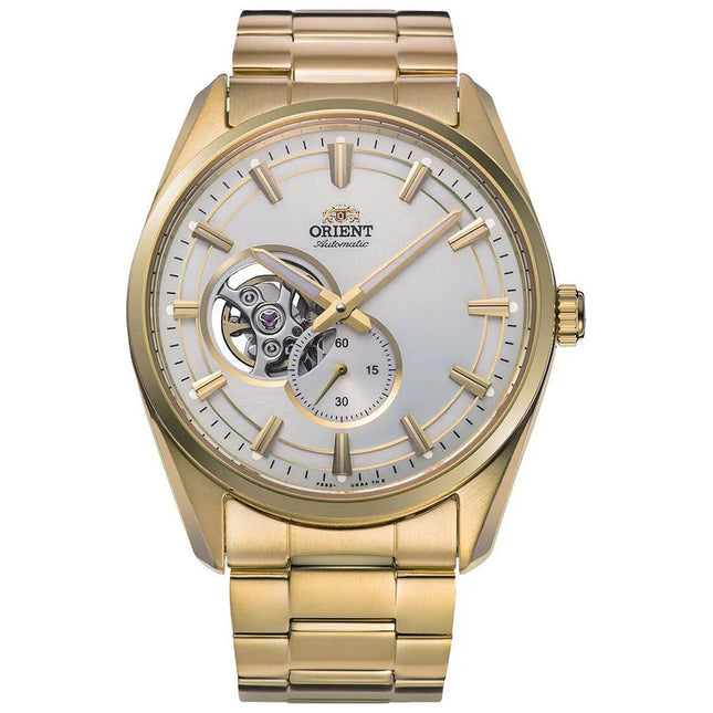 Orient Contemporary RA-AR0007S Semi Skeleton Series Silver Dial Gold Stainless Steel Strap