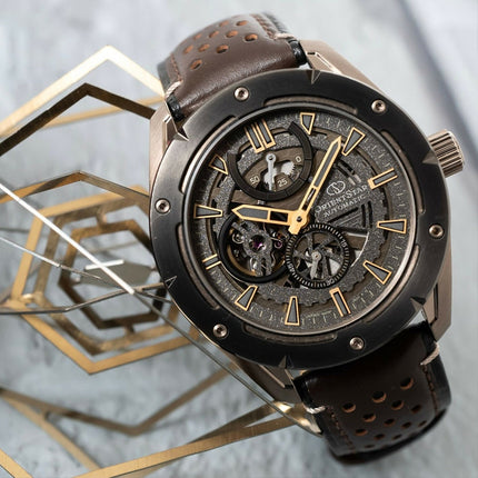 Orient Star RE-AV0A04B Avant Garde Automatic Men Skeleton Dial Brown Leather Strap