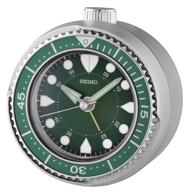Seiko Bedside Alarm Clock QHE207A 9.7cm Green Dial