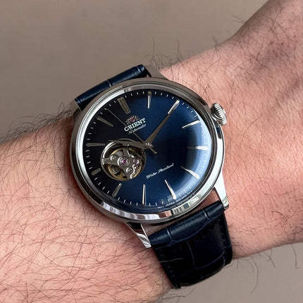 Orient Classic RA-AG0005L Automatic Open Heart Blue Dial Blue Leather Strap