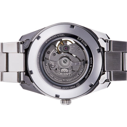 Orient Contemporary RA-AR0002B Semi Skeleton Series Men Open Heart Black Dial Stainless Steel Strap