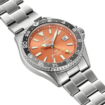 Orient Mako GMT Automatic RA-BC0004Y Orange Dial Stainless Steel