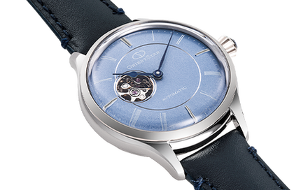 Orient Star RE-ND0012L Mechanical Ladies Open Heart Blue Dial Blue Navy Leather Strap