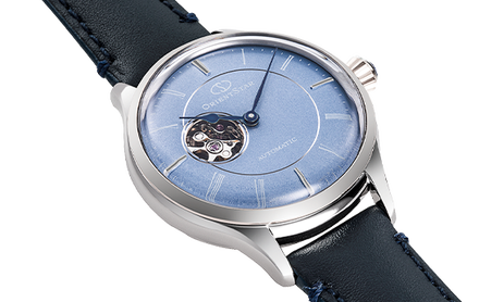 Orient Star RE-ND0012L Mechanical Ladies Open Heart Blue Dial Blue Navy Leather Strap
