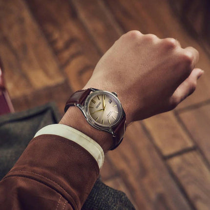 Seiko Presage Classic SPB529J1 Automatic Brown Dial Upcycled Leather Strap Limited Edition