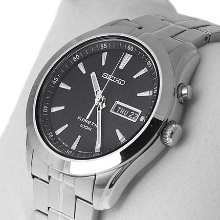 Seiko Kinetic SMY103P1 Black Dial Stainless Steel Strap