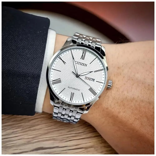 Citizen Mechanical NH8350-59A Automatic White Pattern Dial Stainless Steel Strap