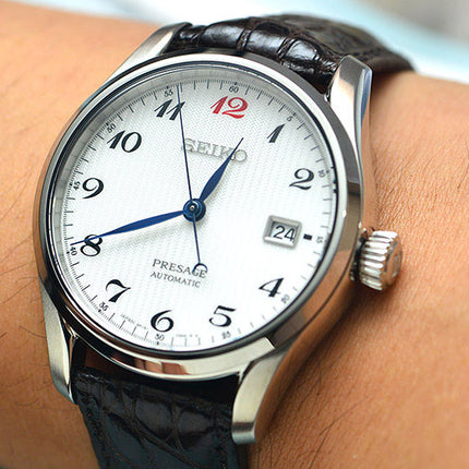 Seiko Presage SPB067J1 Automatic White Pattern Dial Brown Leather Strap