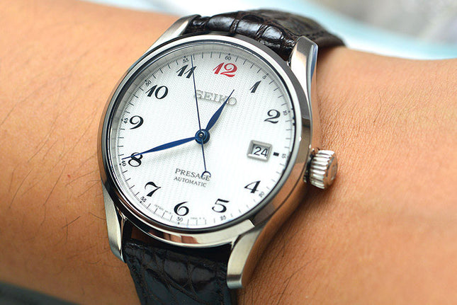 Seiko Presage SPB067J1 Automatic White Pattern Dial Brown Leather Strap