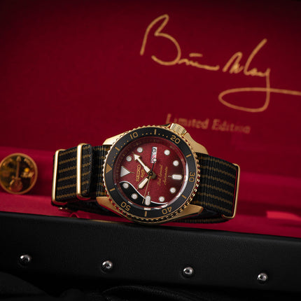 Seiko 5 Sports SRPH80K1 Brian May Automatic Red Special Dial Nylon Strap LIMITED EDITION