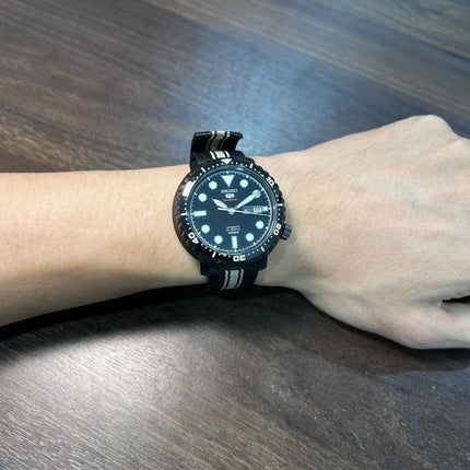 Seiko 5 Sports SRPC67K1 Bottle Cap Automatic Black Dial Dual Tone Nylon Strap