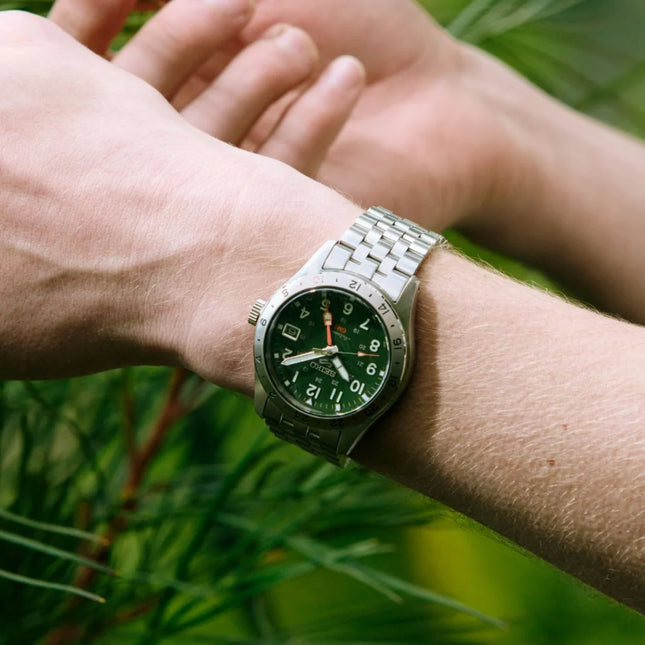 Seiko 5 Sport Field GMT HBD001K1 Green Dial Stainless Steel Band