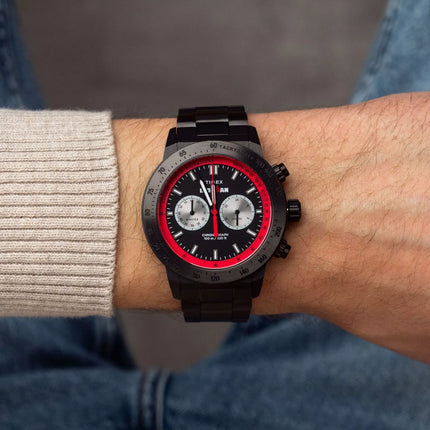Timex Ironman TW2Y02000 Challenger Chronograph Black Dial Gunmetal Stainless Steel Strap