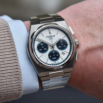 Tissot Automatic PRX Chronograph 42mm T-Classic T137.427.11.011.01 Blue Panda Stainless Steel Strap