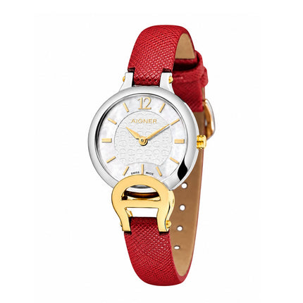 Aigner Pesaro A24255A White Dial Red Leather Strap