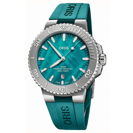 Oris Aquis New York Harbor Limited Edition II 01-733-7789-4187-RS Green MOP Dial Green Rubber Strap