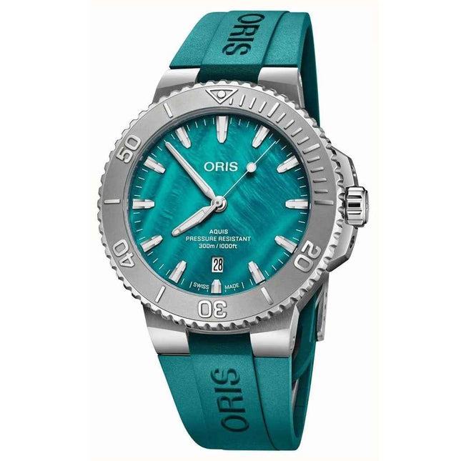 Oris Aquis New York Harbor Limited Edition II 01-733-7789-4187-RS Green MOP Dial Green Rubber Strap