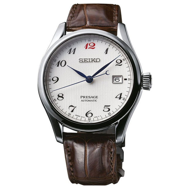 Seiko Presage SPB067J1 Automatic White Pattern Dial Brown Leather Strap