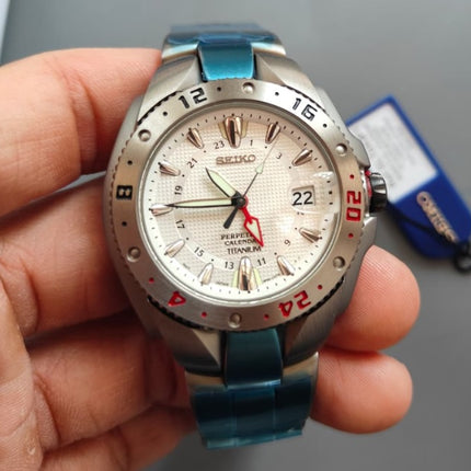 Seiko Sportura SLT043P1 Perpetual Calendar Men Silver Dial Titanium Strap