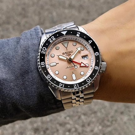 SEIKO 5 SKX GMT THONG SIA EXCLUSIVE LIMITED EDITION ORIGINAL MEN SSK043K1 CHAMPAGNE DIAL STAINLESS STEEL STRAP