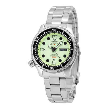 Citizen Promaster NY0040-50W Fugu Automatic Divers 200M Light Green Dial Stainless Steel Strap
