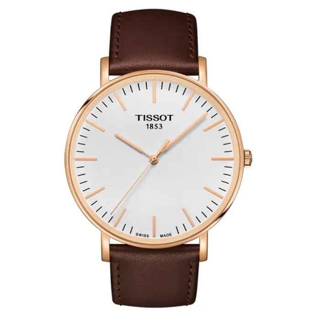 TISSOT T-Classic T109.610.36.031.00 Everytime Large Silver Dial Leather Strap