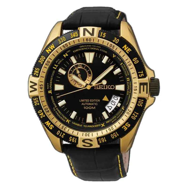 Seiko Automatic SSA190K1 Superior Black Dial Black Leather Strap Limited Edition
