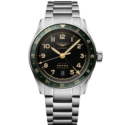 Longines Spirit Zulu Time GMT 42 mm Green Bezel Anthracite Bracelet L3.812.4.63.6
