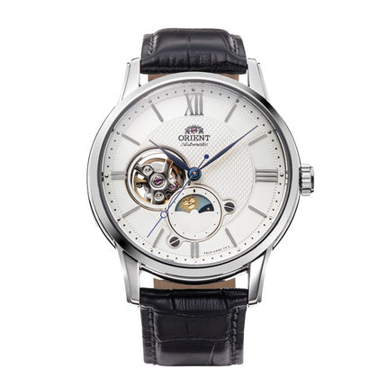 Orient Classic RA-AS0011S Automatic Sun & Moon Silver Dial Black Leather Strap