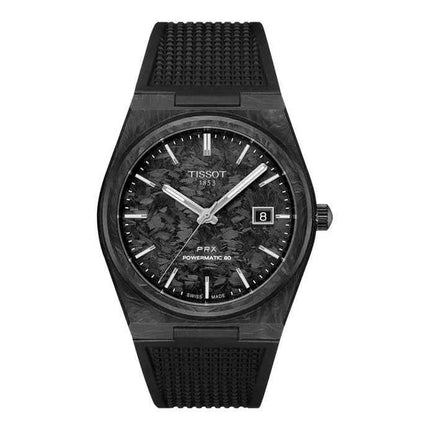 Tissot PRX Powermatic 80 40mm T-Classic T137.907.97.201.00 Black Carbon Dial Black Rubber Strap