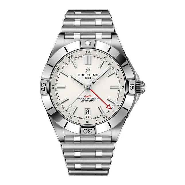 Breitling Chronomat A32398101A1A1 Automatic GMT 40 White Dial Stainless Steel Strap