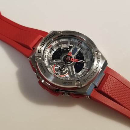 Casio G-Shock G-Steel GST-410-4AJF Men Digital Analog Watch Red Resin Band