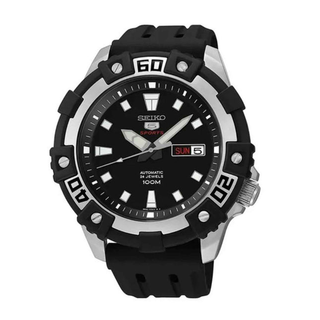 Seiko 5 Sports SRP475K1 Automatic Black Dial Black Rubber Strap