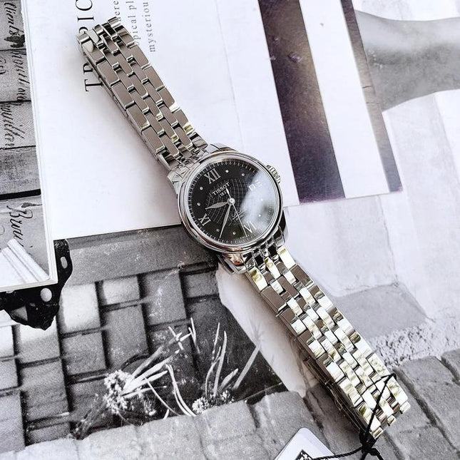 Tissot T-Classic T41.1.183.56 Le Locle Automatic Ladies Black Dial Stainless Steel Strap