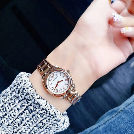 Emporio Armani Dress AR11038 Ladies Silver Dial Rose Gold Stainless Steel Strap