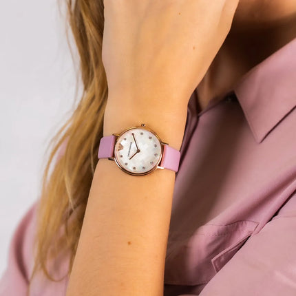 Emporio Armani Women AR11130 Pink Leather Strap