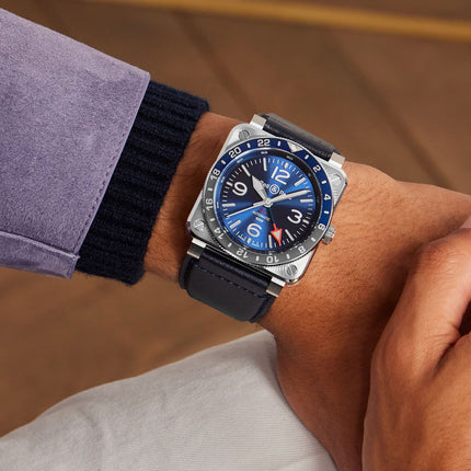 BellRoss BR-03 GMT Blue 42mm BR0393-BLU-ST/SCA