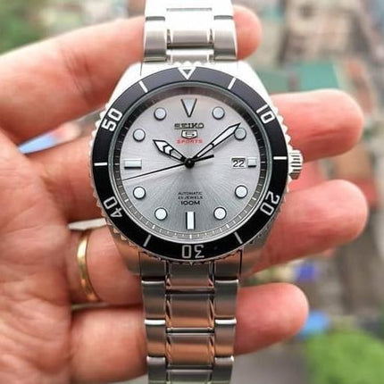 Seiko 5 Sports Automatic SRPB87K1 Submariner Dawn Grey Stainless Steel