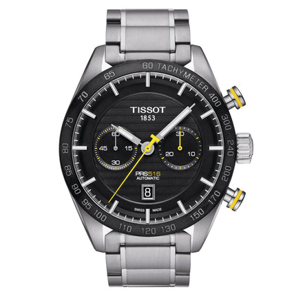 Tissot PRS 516 T100.427.11.051.00 Automatic Chronograph Black Pattern Dial Stainless Steel