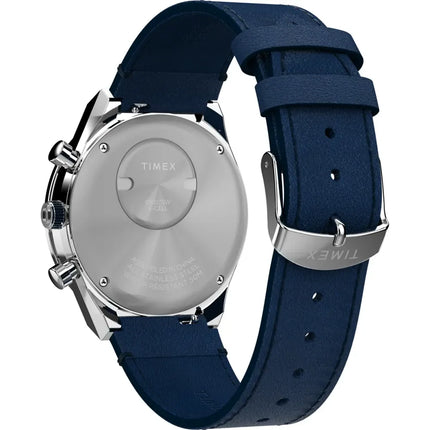 Timex Q TW2Y36100 Men Chronograph Blue Dial Blue Leather Strap