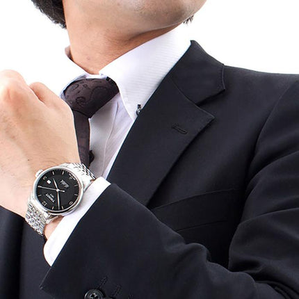 TISSOT T-Classic T006.408.11.057.00 Le Locle Chronometre COSC Black Dial Stainless Steel Strap