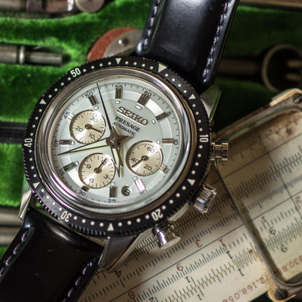 Seiko Presage SRQ031J1 Auto Chrono 55th Anniversary Black Leather Strap Limited Edition