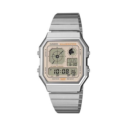 Casio General Vintage Digital Dial Stainless Steel Band A130WE-9ADF