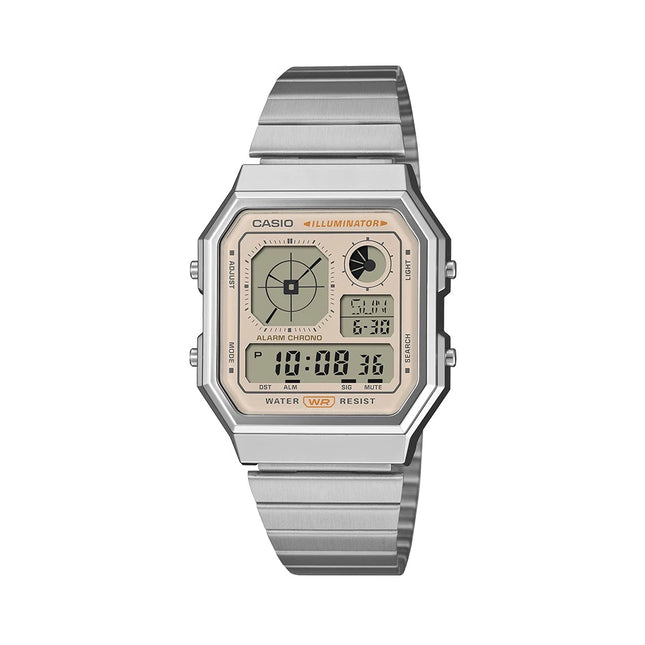 Casio General Vintage Digital Dial Stainless Steel Band A130WE-9ADF