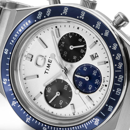 Timex Q TW2Y36200 Men Chronograph White Dial Stainless Steel Strap
