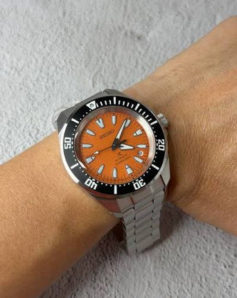 Seiko Prospex “Shog-Urai” Asia Pacific Limited Edition HBB004K1 Orange Dial Stainless Steel Band