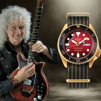 Seiko 5 Sports SRPH80K1 Brian May Automatic Red Special Dial Nylon Strap LIMITED EDITION